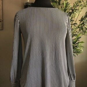 Black and White Striped Long Sleeve Top